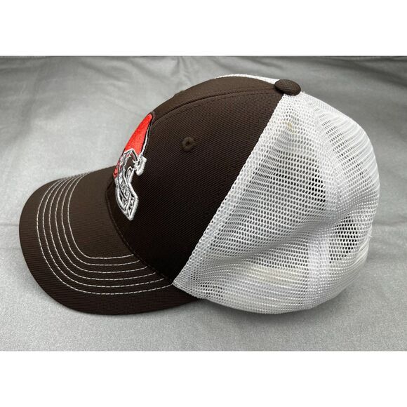 Cleveland Browns Trucker Hat Snapback Cap NFL Team Apparel Brown & White Mesh - Picture 2 of 8